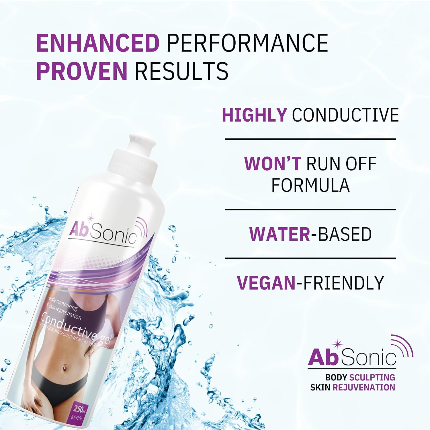 Absonic Conductive Gel for Ultrasound, Cavitation, Microcurrent, RF, TENS & EMS