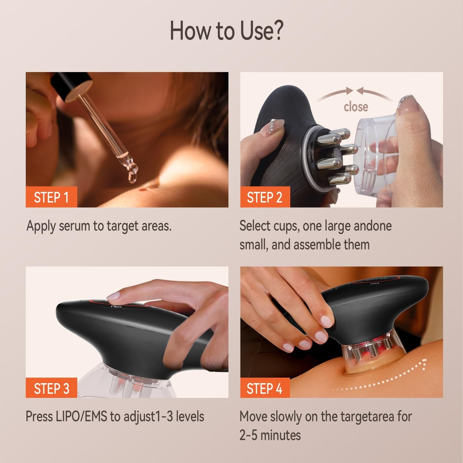 3-in-1 Body Sculpting Device – Red Light, Vacuum Suction & Microcurrent, Celluli