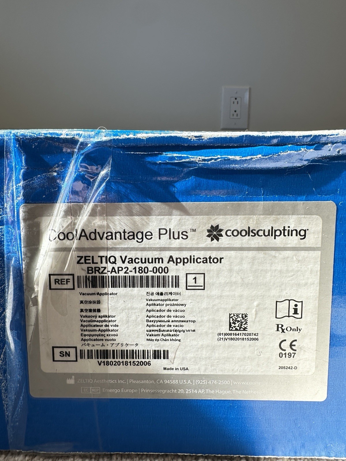 ZELTIQ CoolAdvantage Plus Vacuum Applicator CoolSculpting BRZ-AP2-180-000