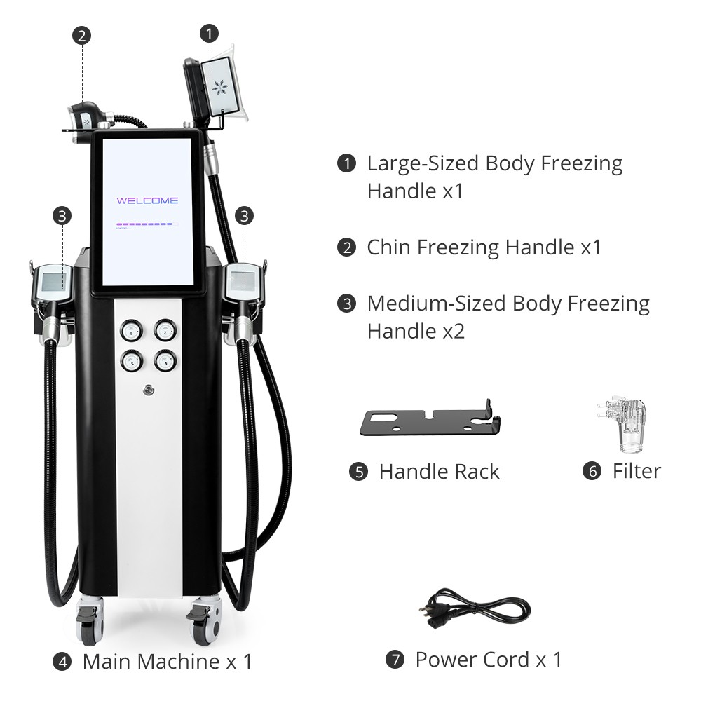 4 Handles Cool Therapy Freezing Double Chin Removal Body Massager Beauty Machine