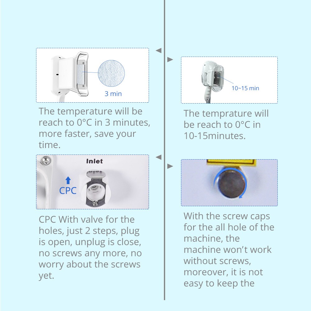 myChway 2 Handles Cold Freeze Beauty Machine for Body Massager Beauty Spa Salon