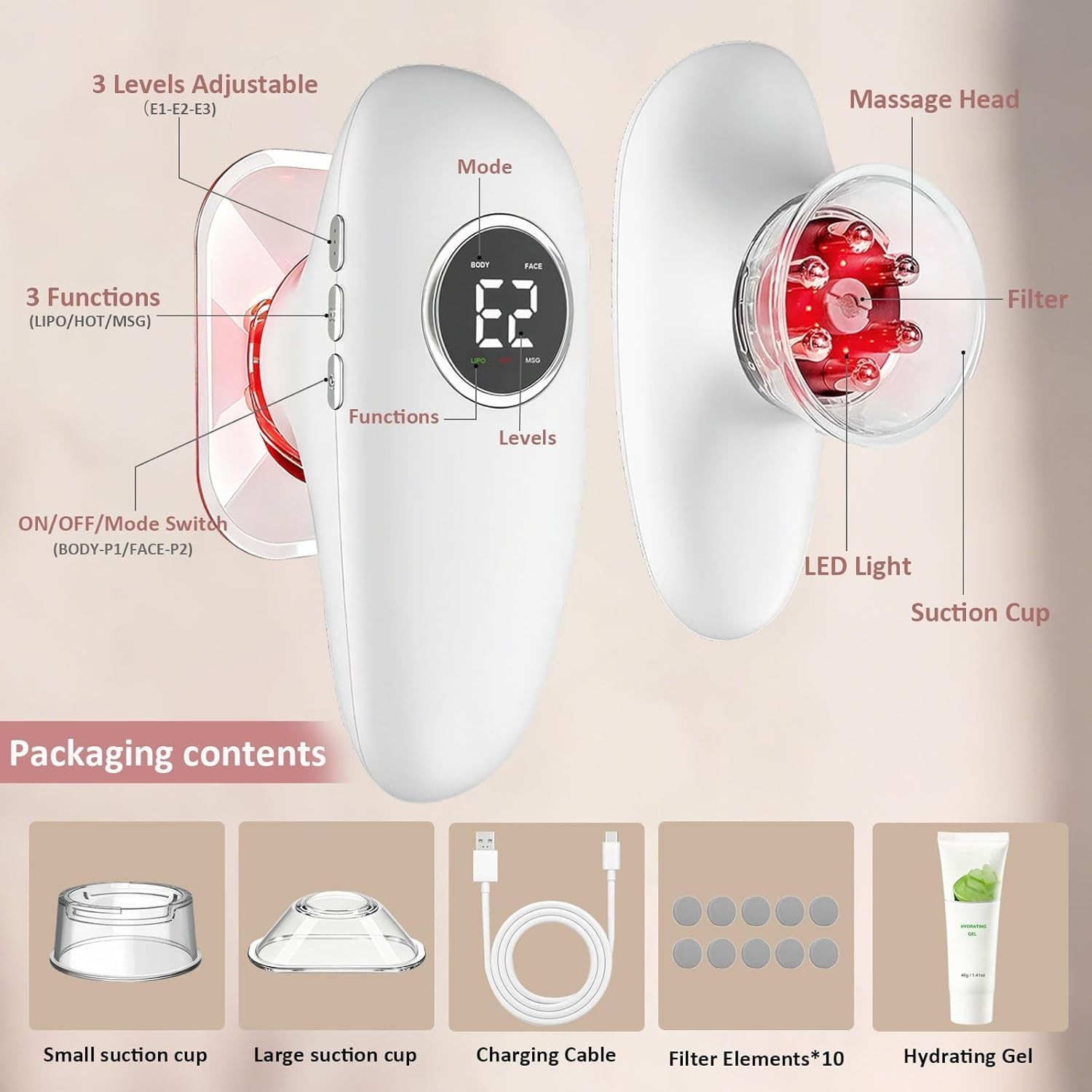 Cordless Cellulite Massage Tool – Adjustable Cupping Therapy for Home & Travel
