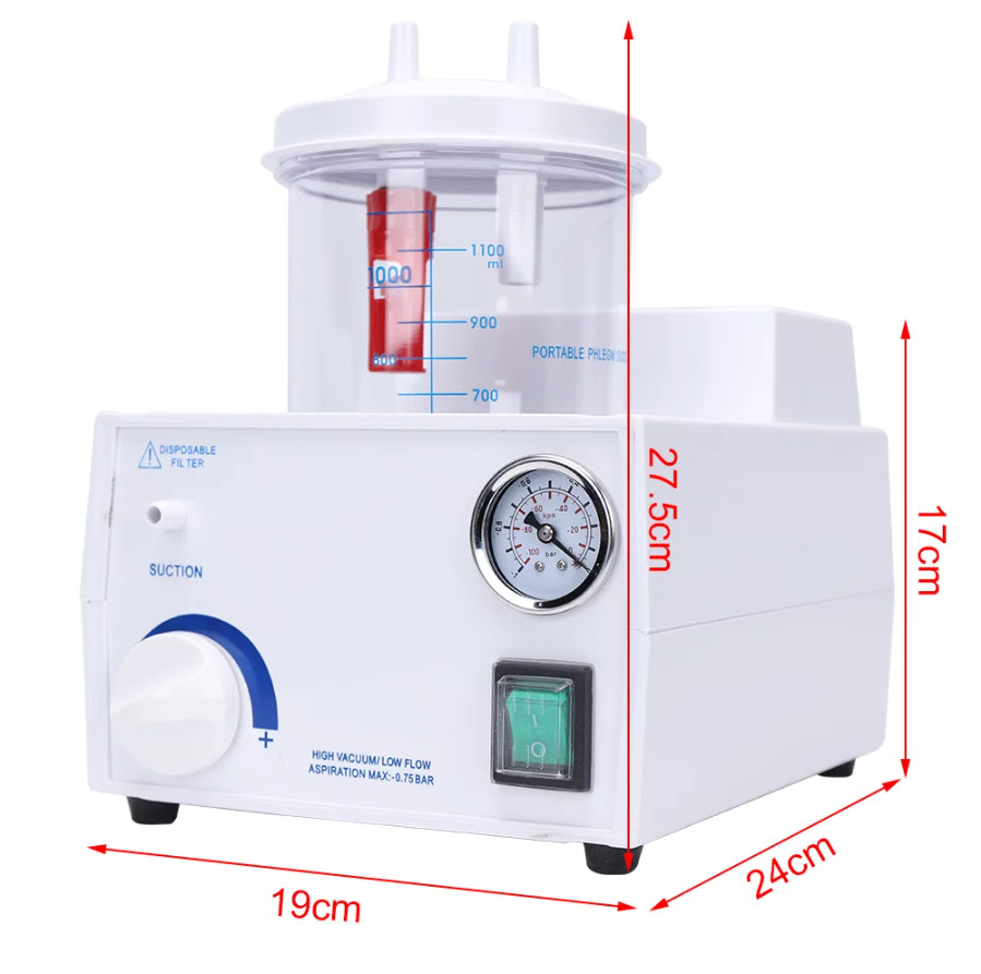 1000mL 90VA Emergency Quiet Vacuum Phlegm Medical Aspirator Suction Unit Machine