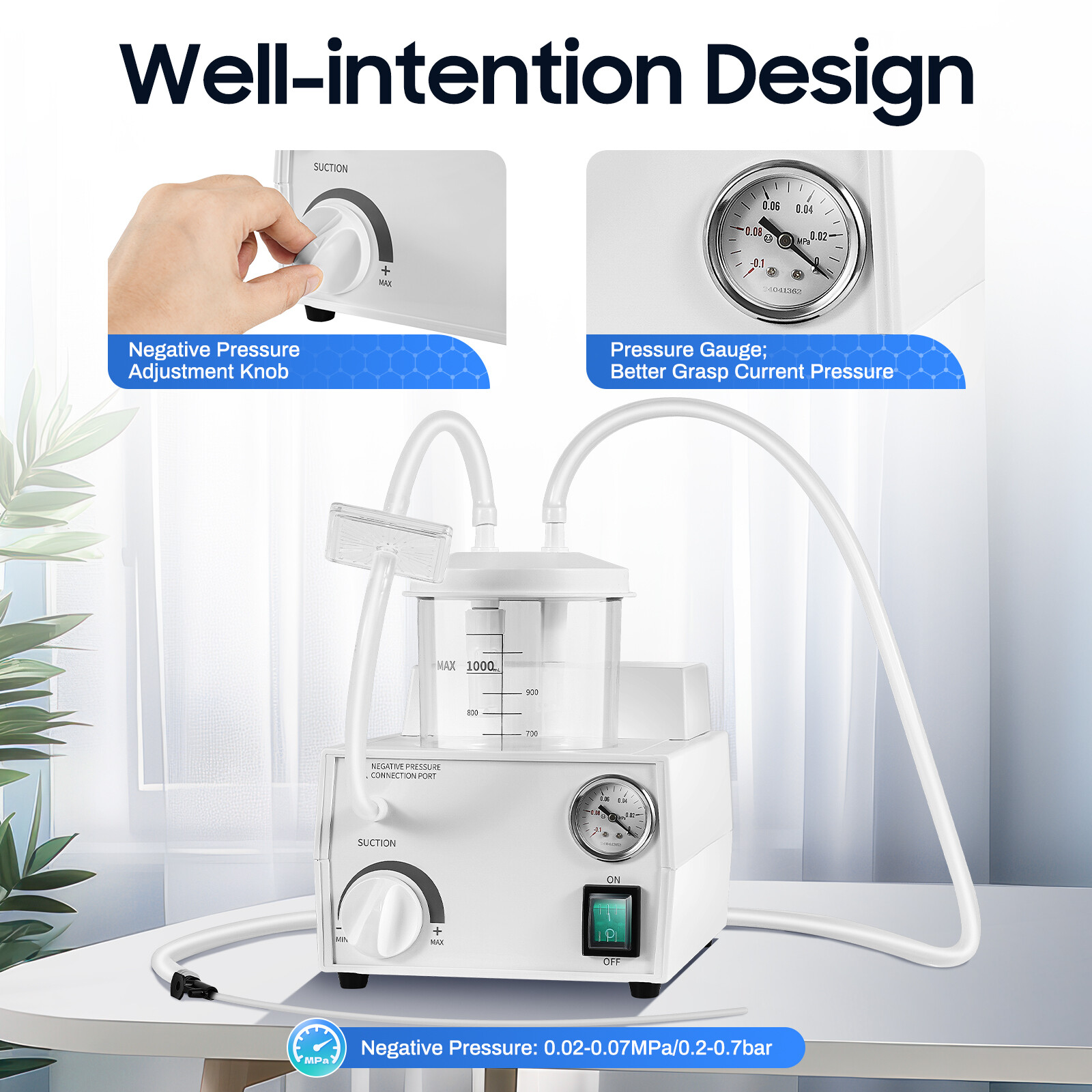 1000mL Portable Phlegm Suction Unit Emergency Medical Vacuum Aspirator Machine 2