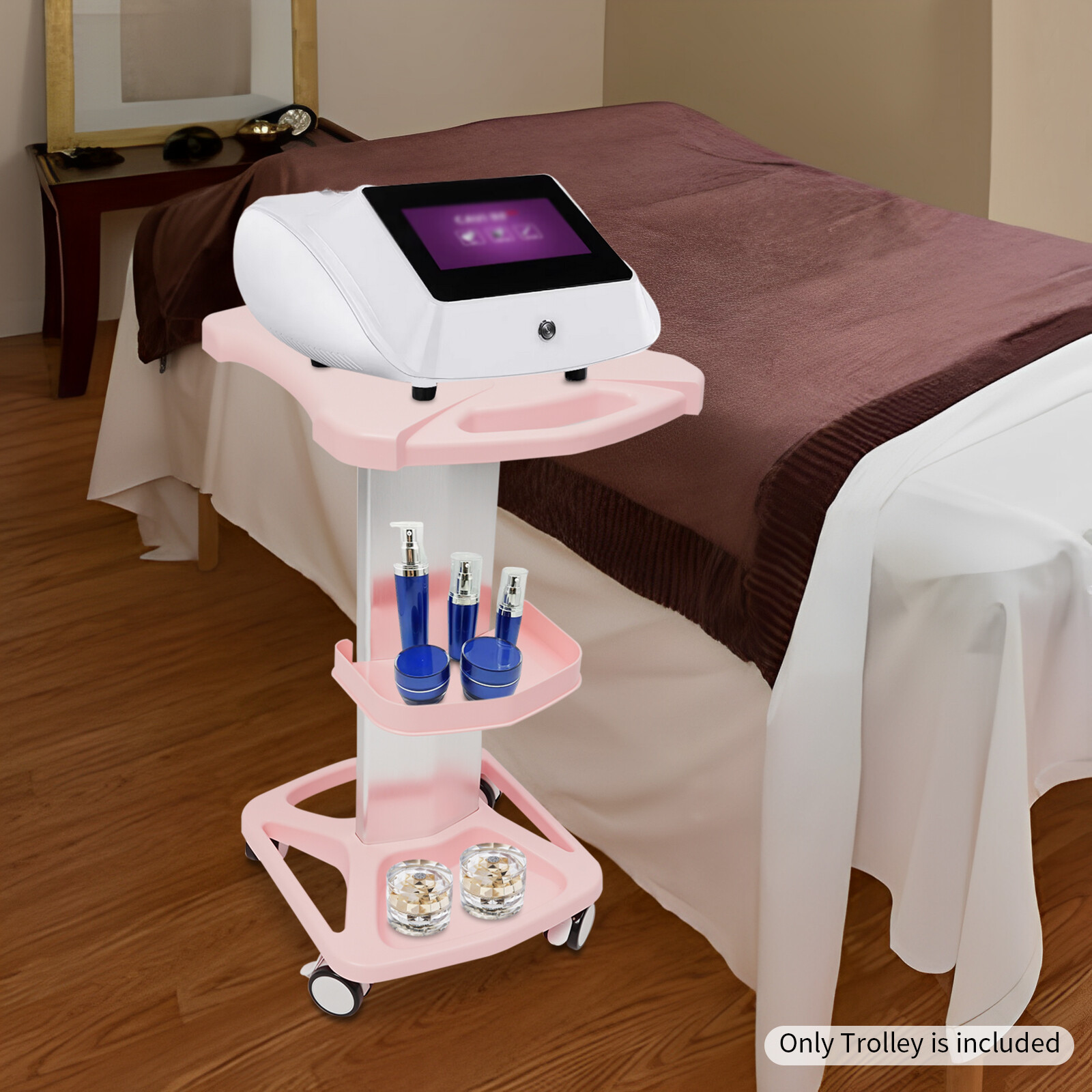 Rolling Beauty Salon Trolley For Salon Pedestal Rolling Cart Wheel Stand 100kg