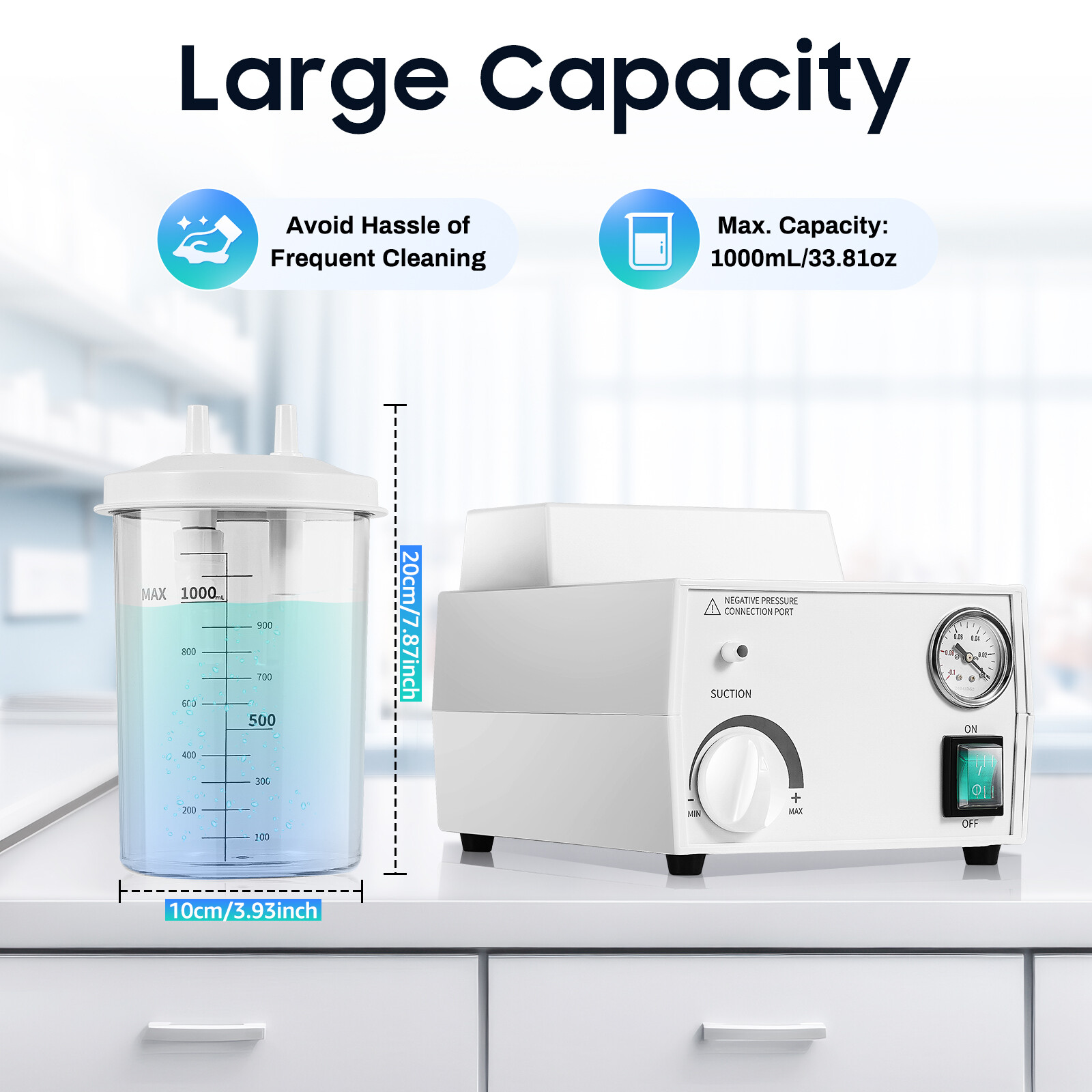Vacuum Phlegm Suction Unit Portable Medical Emergency Aspirator Machine.