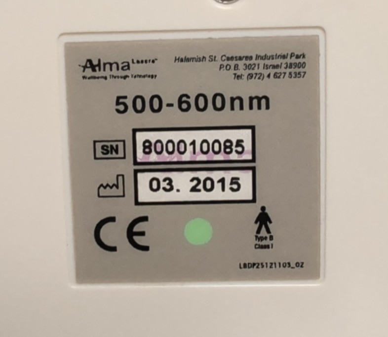 Alma Harmony XL 2015 with 540, Dye VL and I Pixel hand pieces