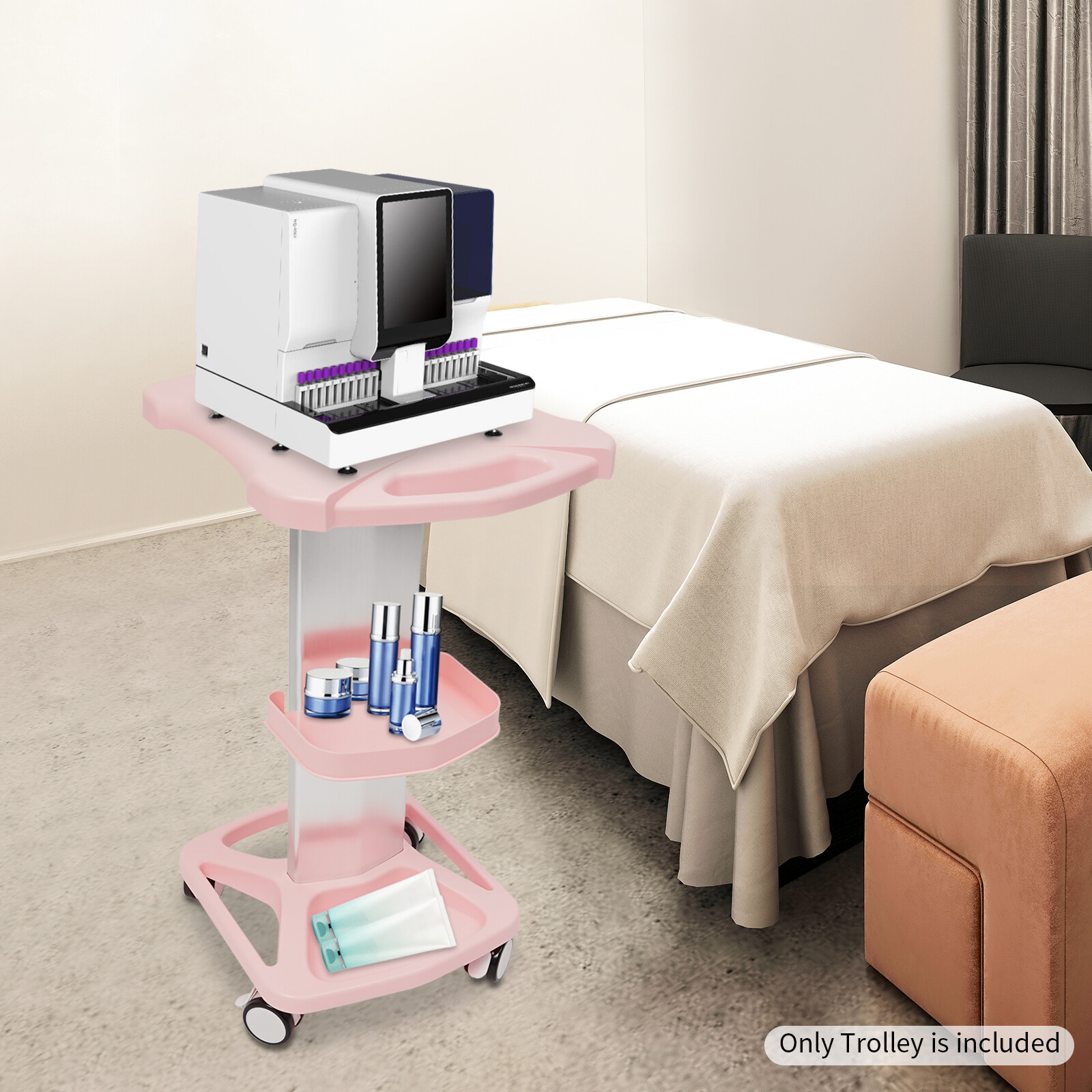 Rolling Beauty Salon Trolley For Salon Pedestal Rolling Cart Wheel Stand 100kg