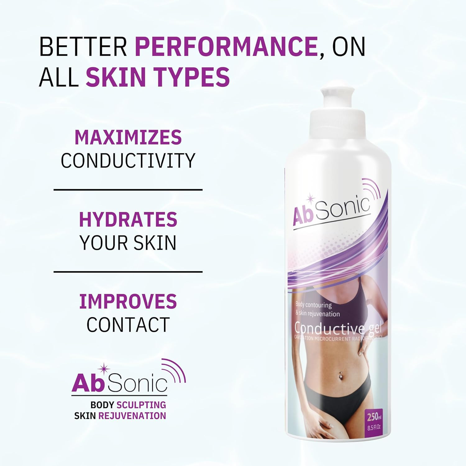 Absonic Conductive Gel for Ultrasound, Cavitation, Microcurrent, RF, TENS & EMS