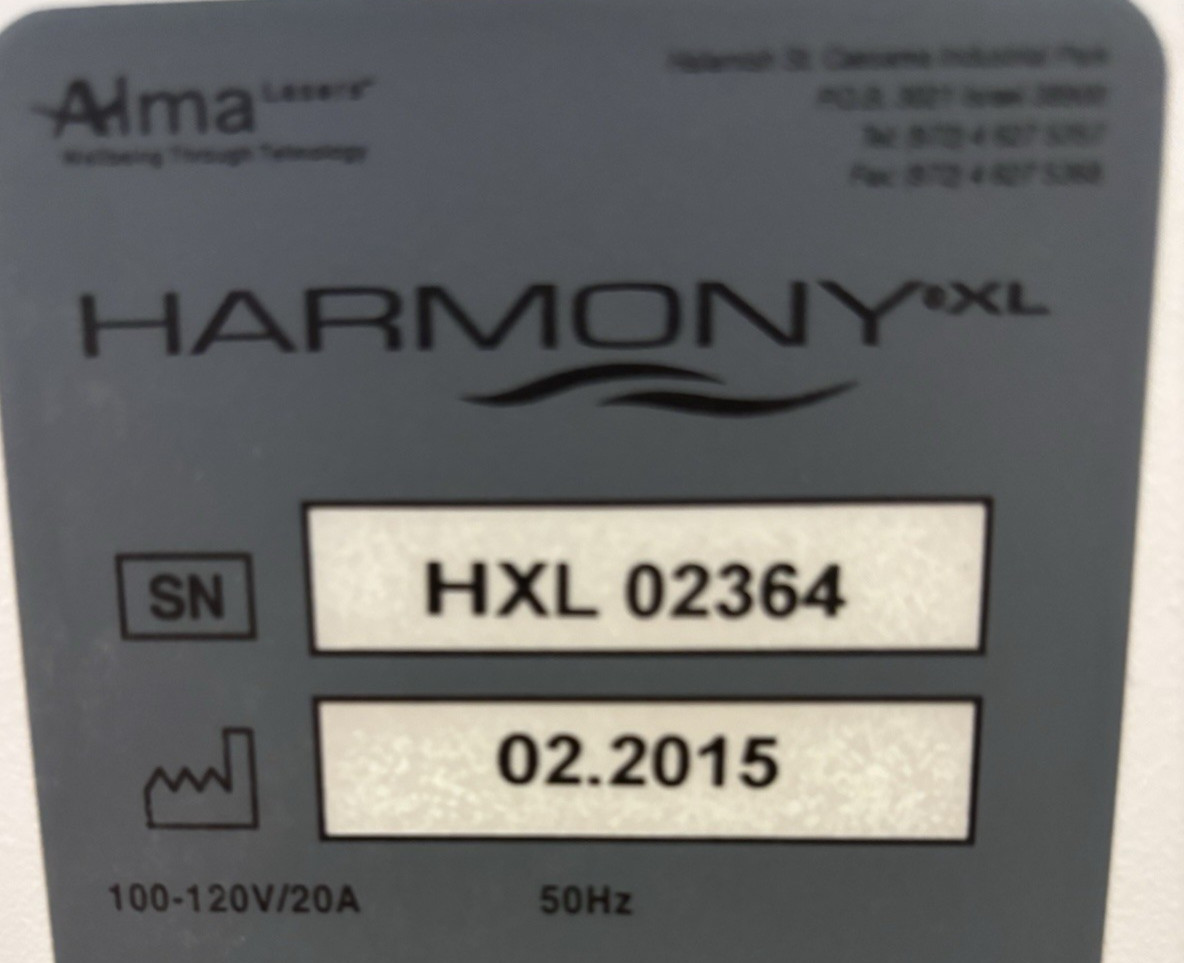 Alma Harmony XL 2015 with 540, Dye VL and I Pixel hand pieces