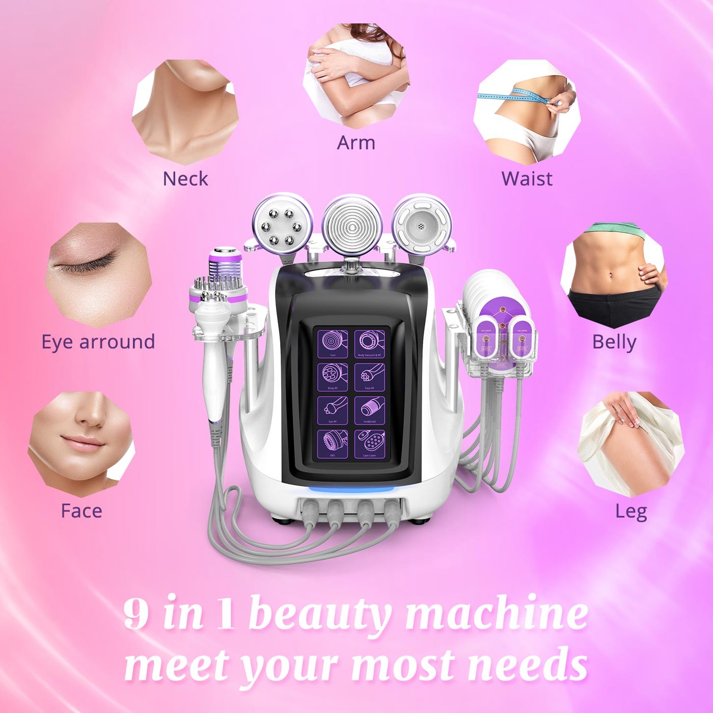 9 in 1 Multifunction Beauty Machine for Body Massage Facial Skin Care Salon Use