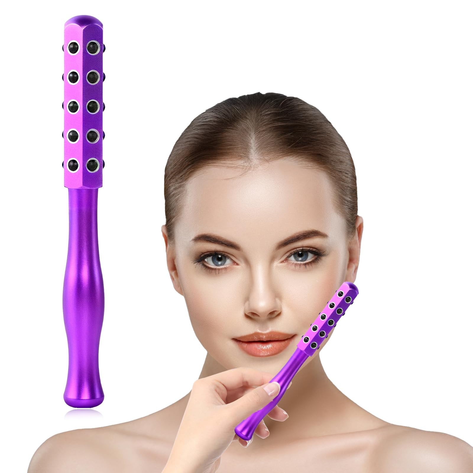TJSTJS 2025 Beauty Roller – Germanium Stone Face Sculpting Tool, Purple