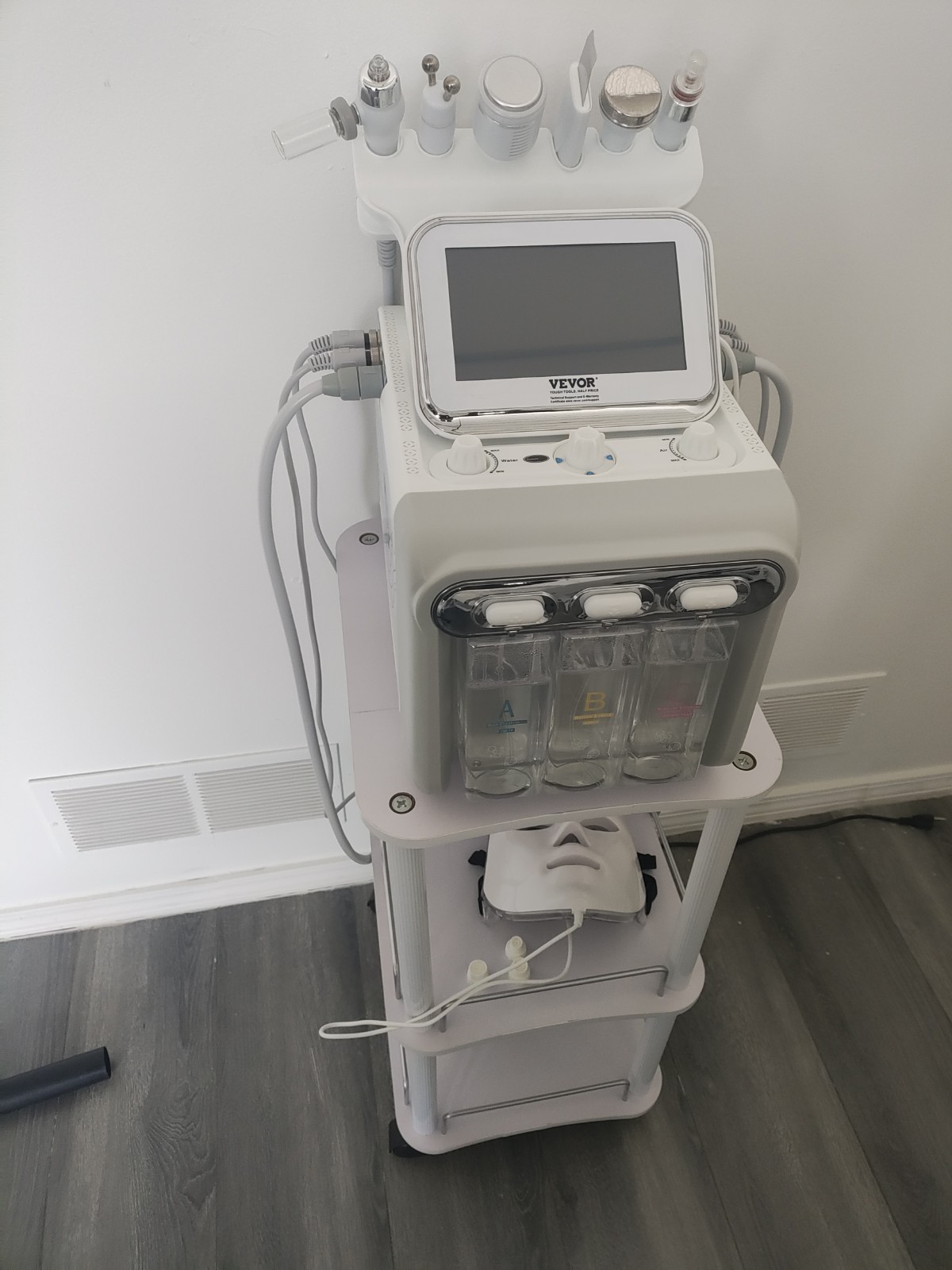 VEVOR 6-in-1 Hydrafacial Machine Cart Mounted Skin Rejuvenation Cleanse Exfol