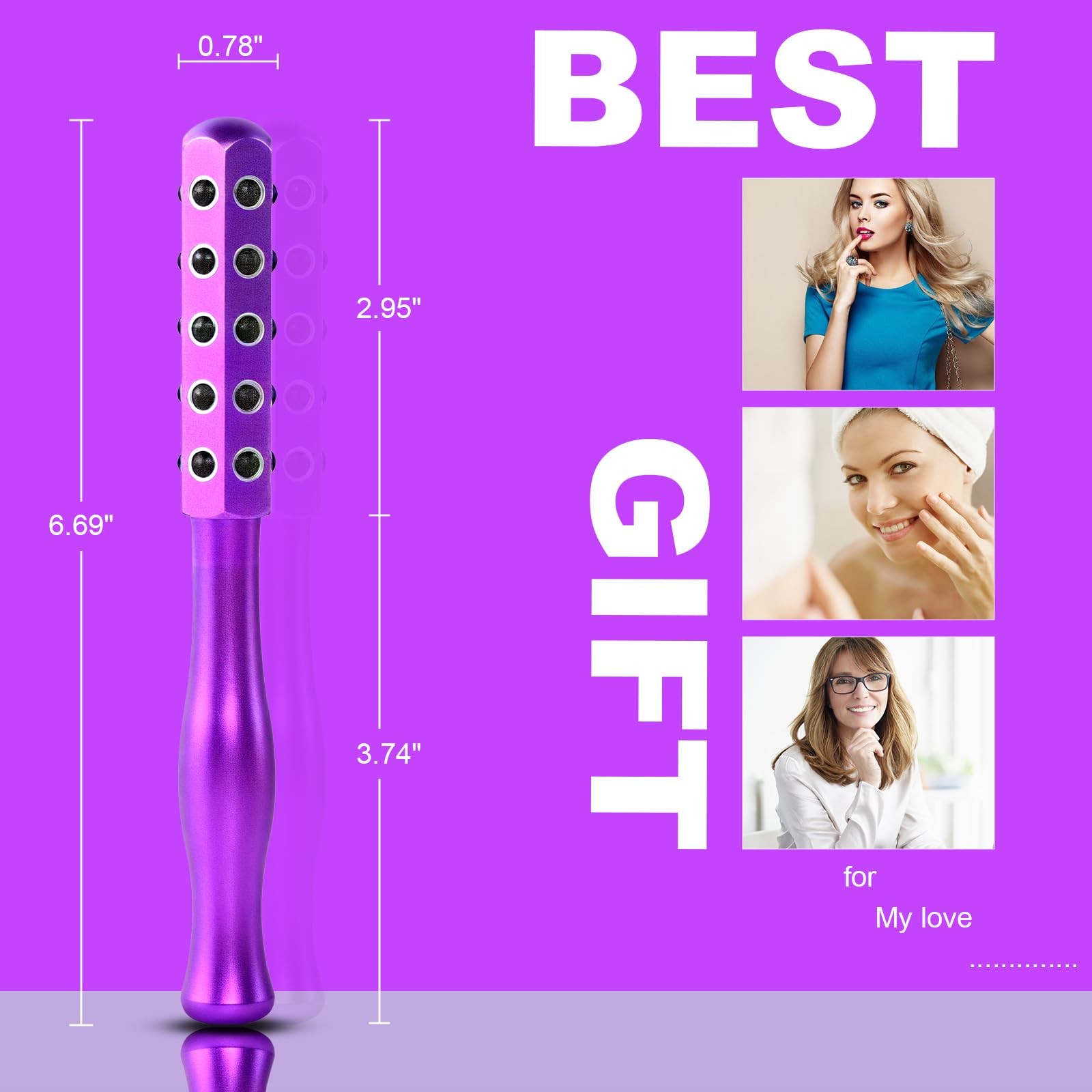 TJSTJS 2025 Beauty Roller – Germanium Stone Face Sculpting Tool, Purple