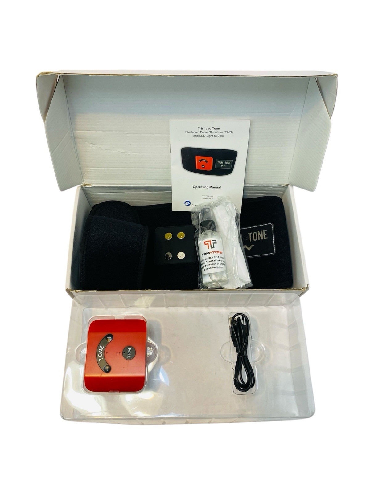 TRIM AND TONE BELT RED LIGHT THERAPY AND EMS ALL IN ONE UNIT FAT BURNING TONING