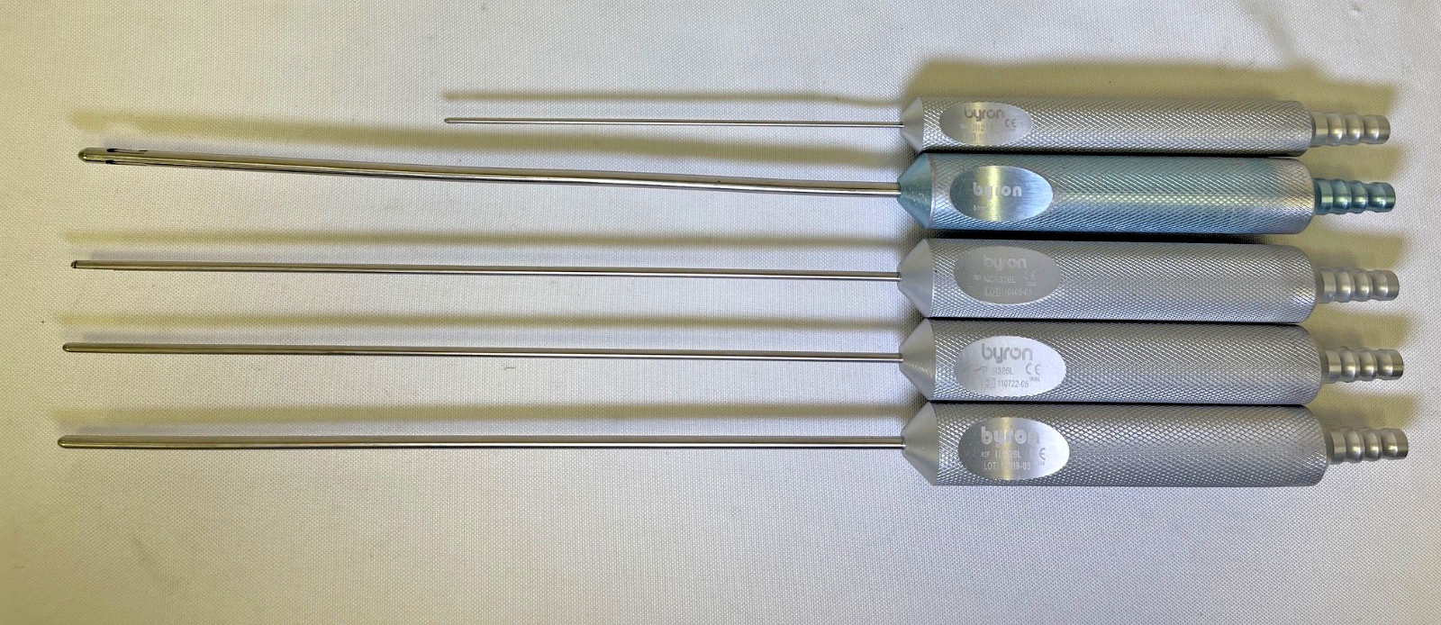 Set of 5 Byron Liposuction Cannulas w/ Sterilization Case Plastic Surgery