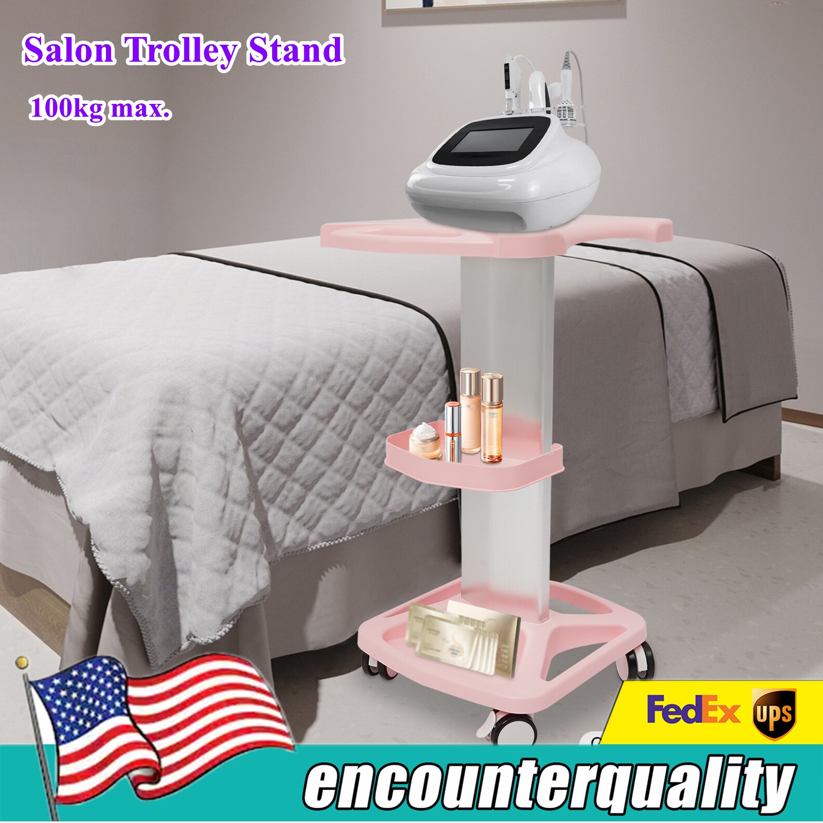 Ultrasonic Cavitation Machine Shelf 4 Wheel Holder Trolley Stand beauty Salon