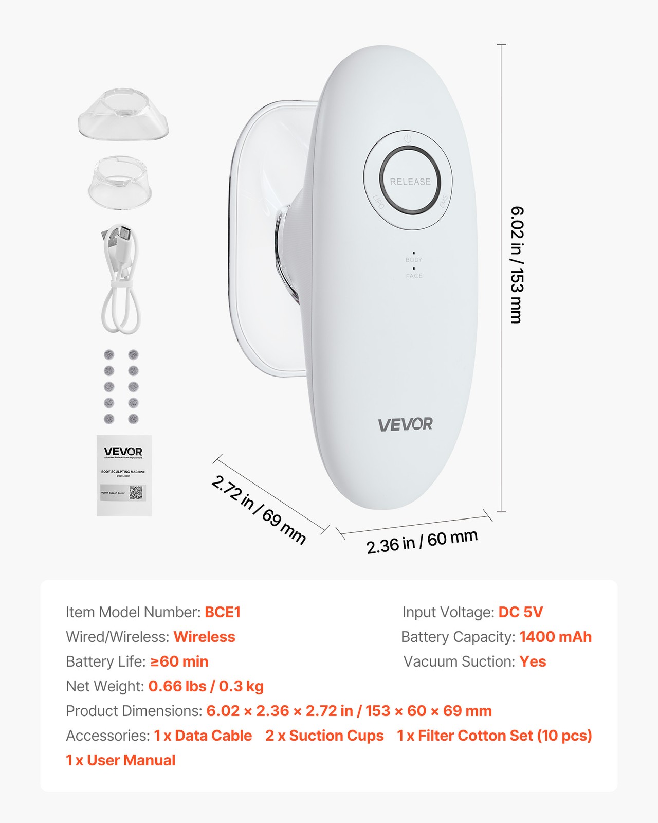 VEVOR Body Sculpting Machine 3-in-1 Electric Cellulite Massager with 3 Modes