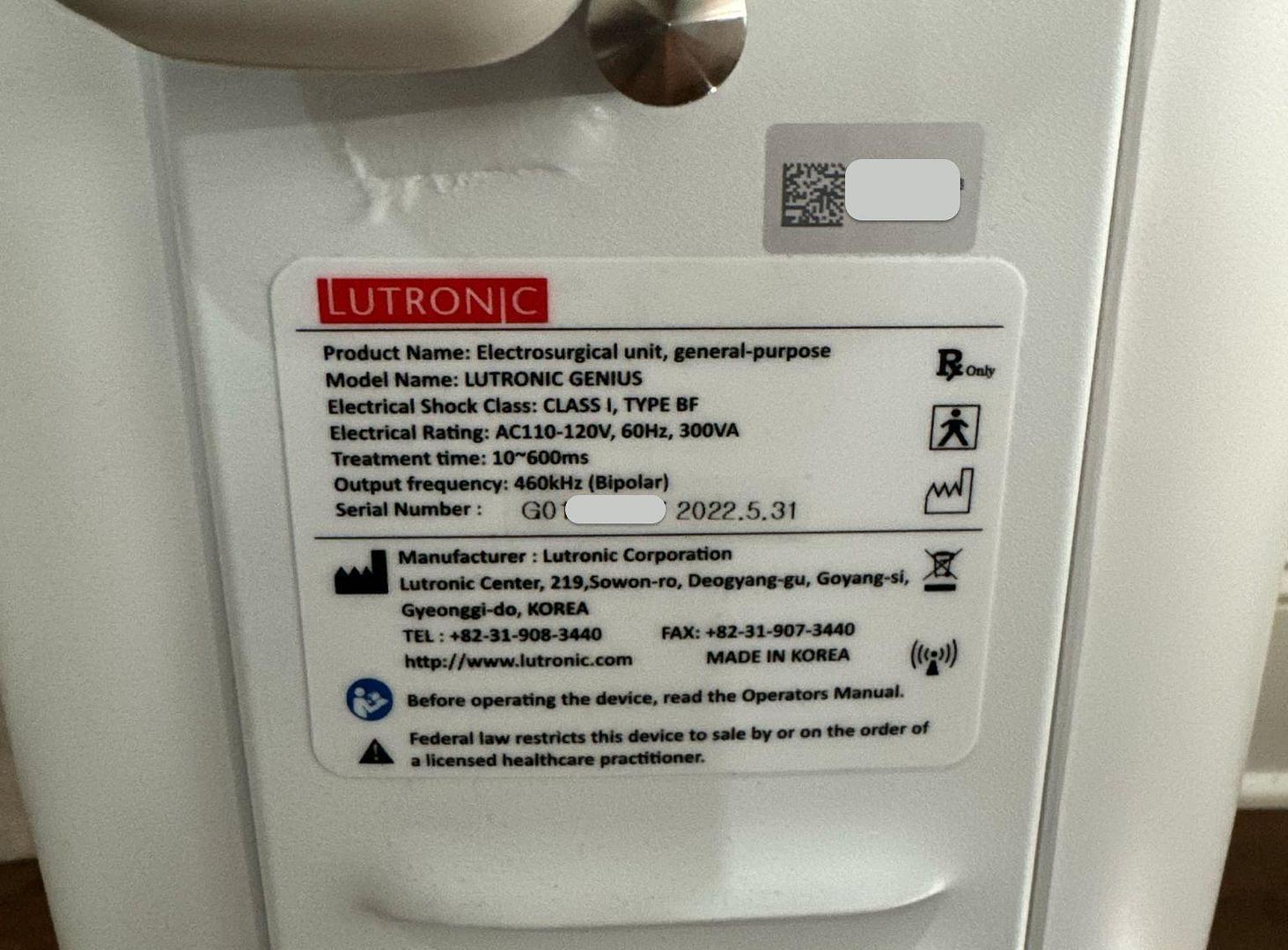2022 Lutronic Genius – Radio Frequency Microneedling System