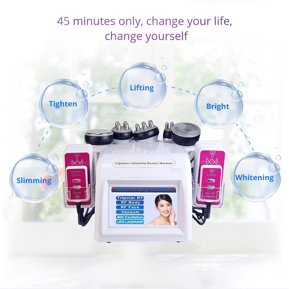 6 in 1 40K Ultrasonic Machine Cavitation Radio Frequency Cellulite Massage Skin