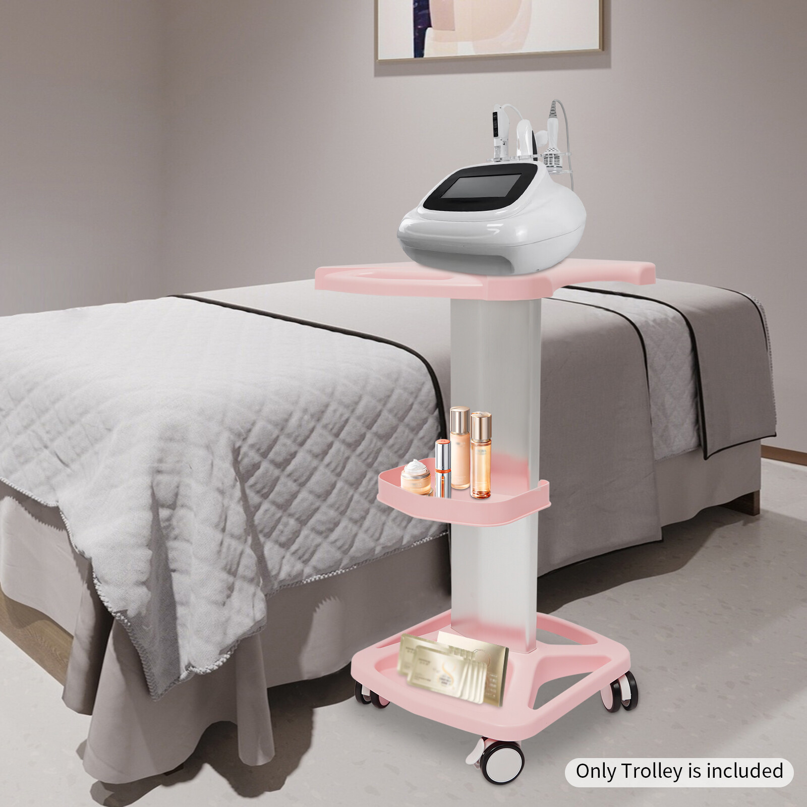 Rolling Beauty Salon Trolley For Salon Pedestal Rolling Cart Wheel Stand 100kg