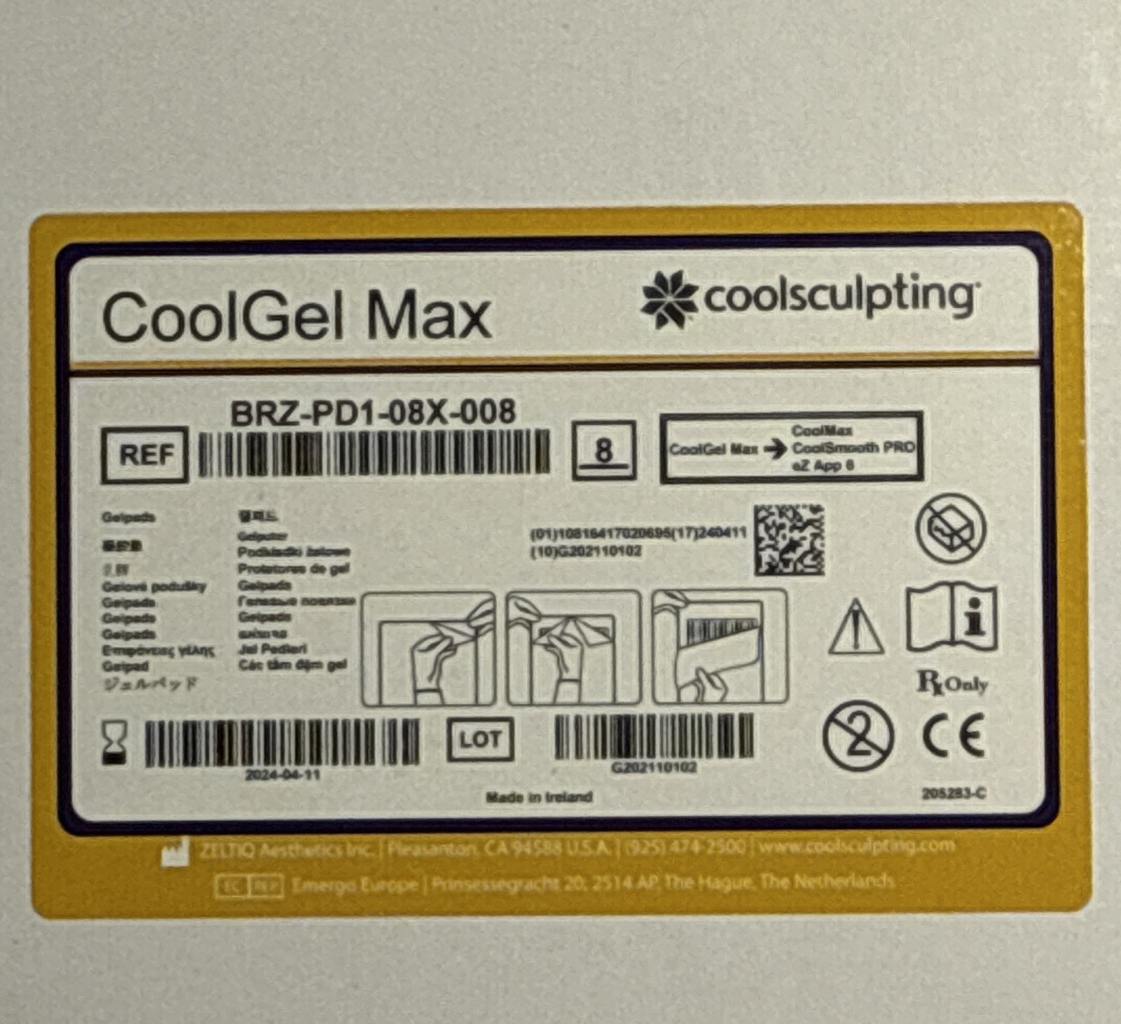 CoolSculpting CoolGel Max Gel Pad BRZ-PD1-08X-008 Portable Cosmetology