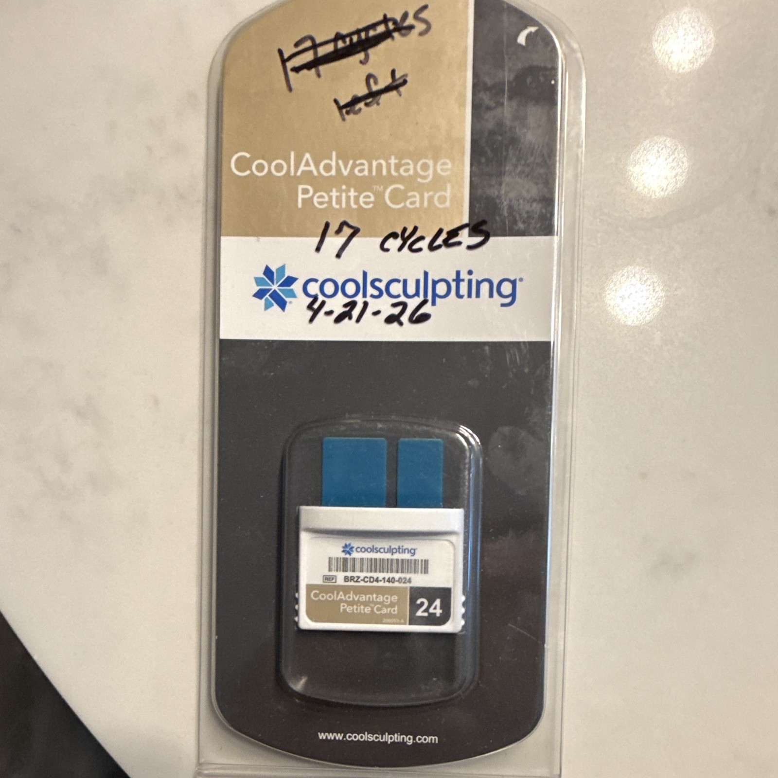 17 totalCoolSculpting cycles remain CoolAdvantage Petite Card BRZ-CD4-140-024