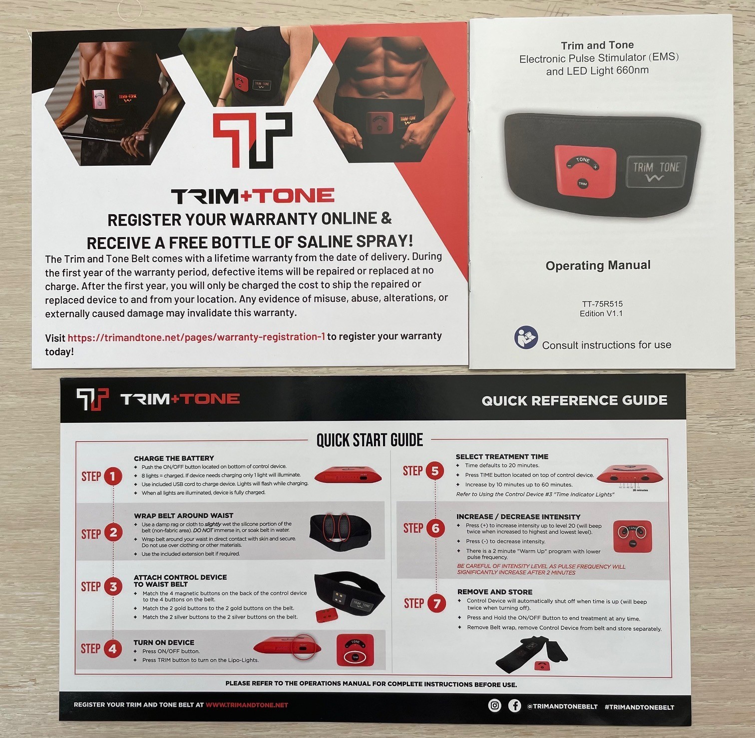 Trim and Tone Belt Red light Therapy and EMS all in one unit Fat Burning Toning