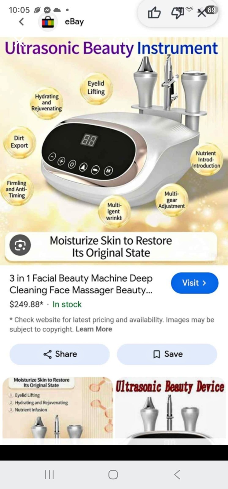SEWDY Ultrasonic Cavitation Facial Machine w/ Spray Function, Multiple Probes