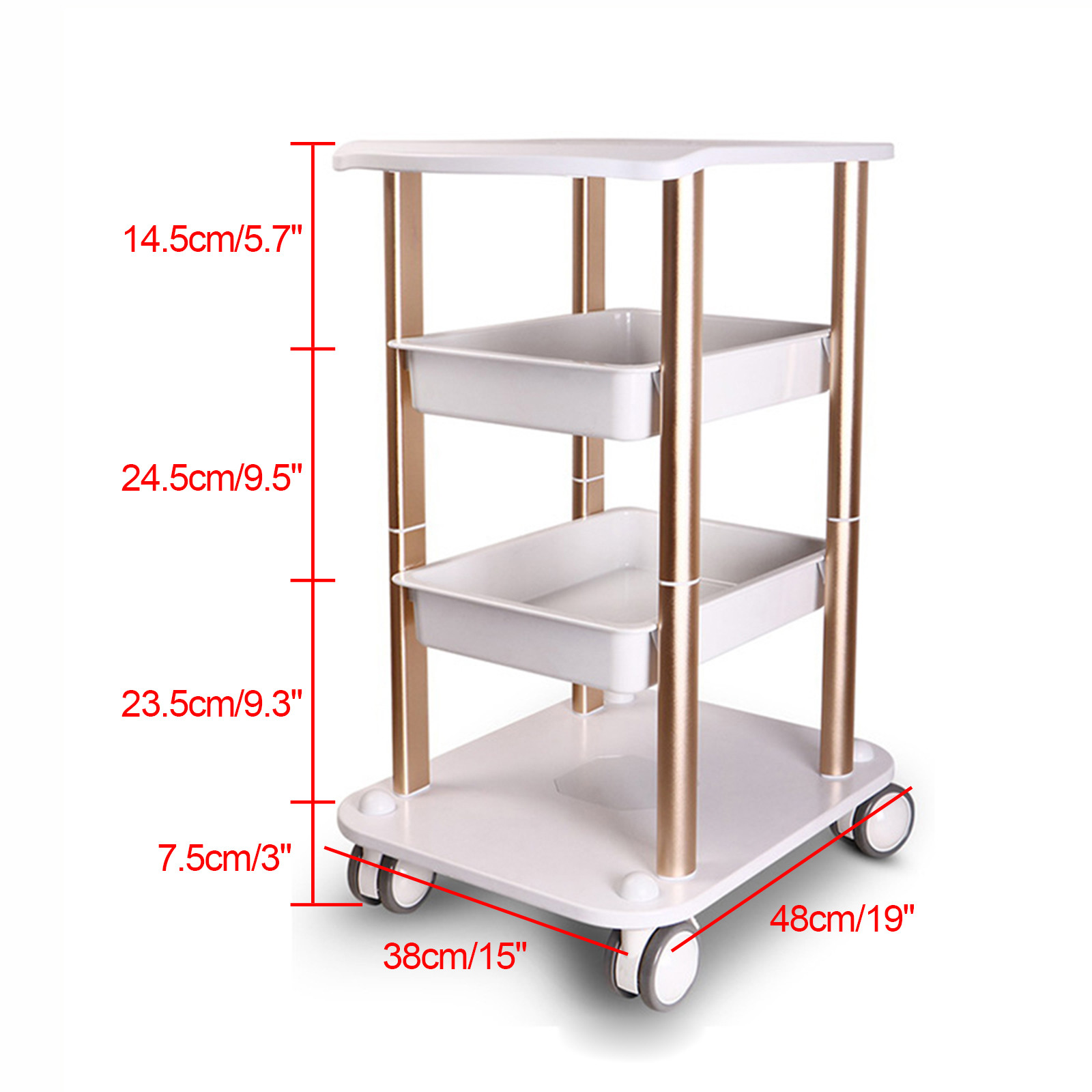 Instrument Rolling Cart For Cavitation Beauty Machine Salon SPA Trolley Stand US