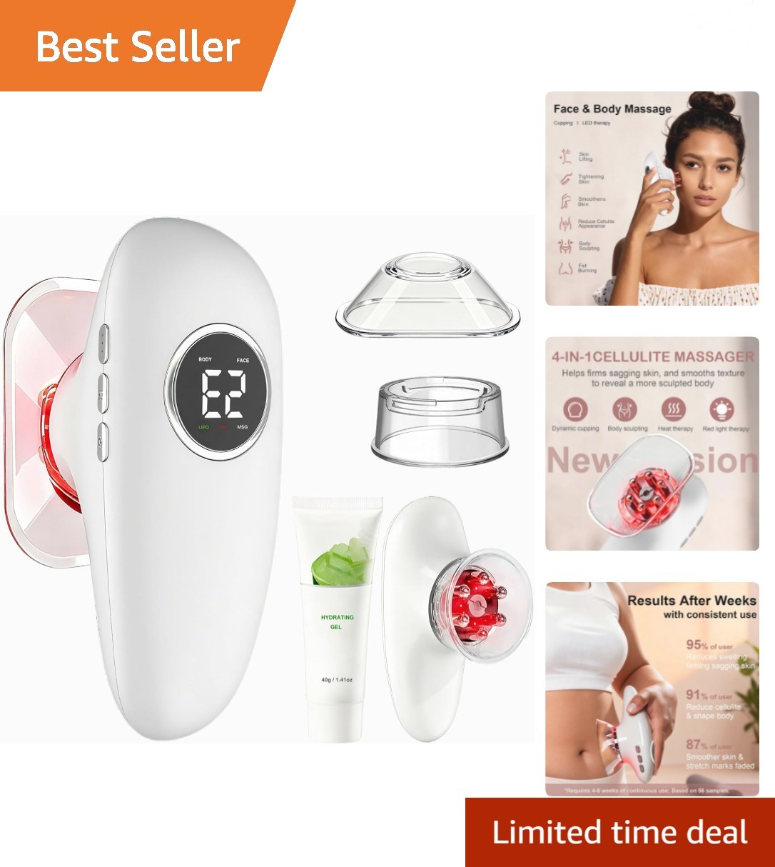 Cordless Cellulite Massage Tool – Adjustable Cupping Therapy for Home & Travel