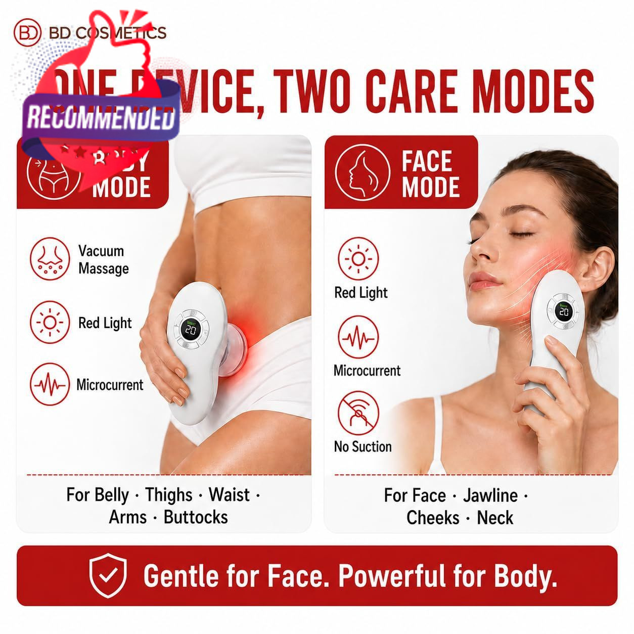 3-in-1 Body Sculpting Machine, Red Light Microcurrent & Vacuum Massage Beauty