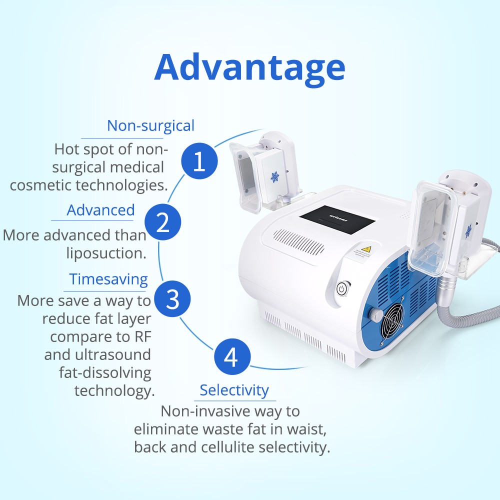 2 Handles Chin Cooling Body Freezing Cold Body Massager Beauty Machine Free Ship