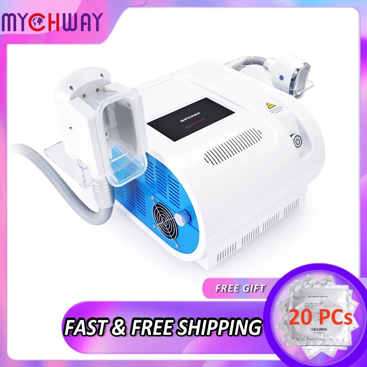 2 Handles Cold Freezing Beauty Machine for Body Massage Double Chin Removal Spa.