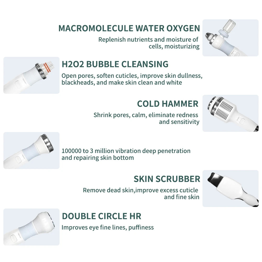 Hydro Dermabrasion Microcurrent 6in1 Facial Machine Face Lift Anti-Wrinkle