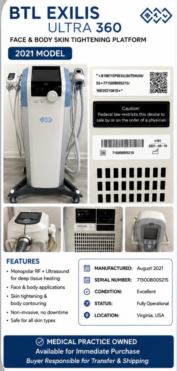 2021 BTL Exilis Ultra 360 Face and Body Skin Tightening RF platform