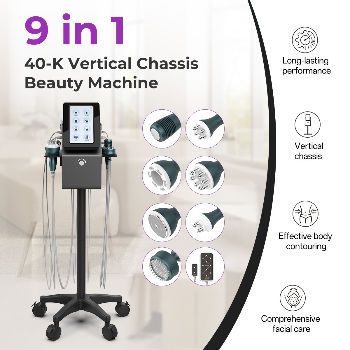 9 in 1 Beauty Machine for Skin Smoothing & Enhance Body Curves Vertical Model