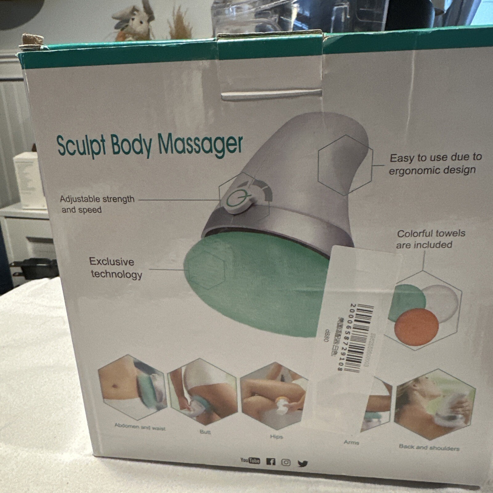 Body Sculpting/Cellulite Portable Handheld Massager w/ 3 Accessories Covers