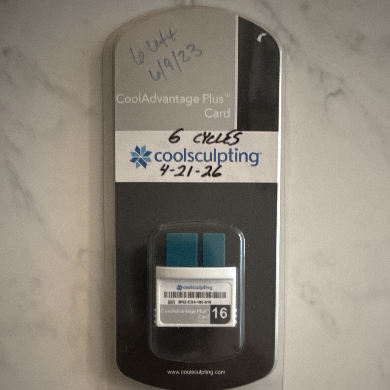 6 Cycles remain- CoolSculpting CoolAdvantage Plus Card BRZ-CD4-160-016 Certified