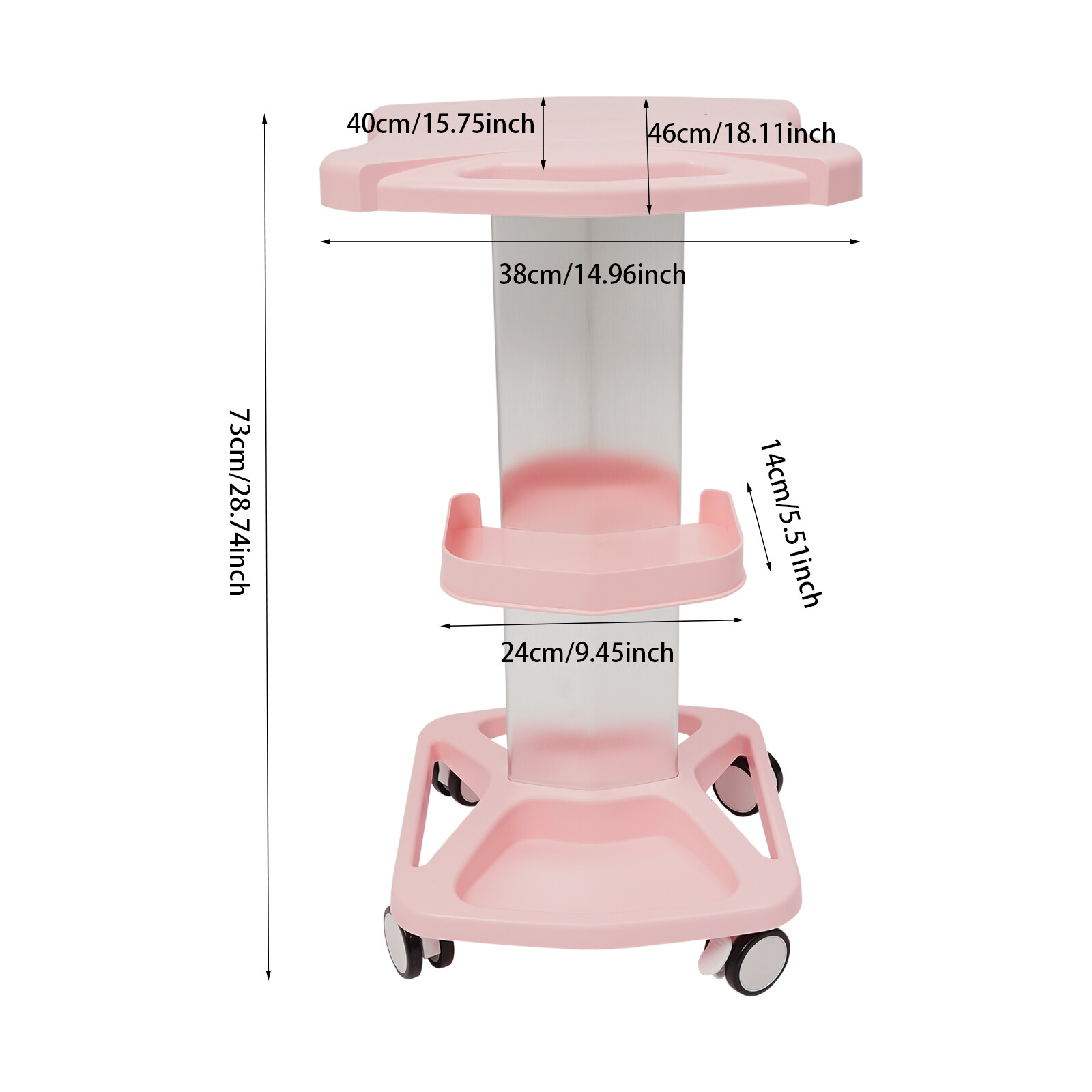 Rolling Beauty Salon Trolley For Salon Pedestal Rolling Cart Wheel Stand 100kg