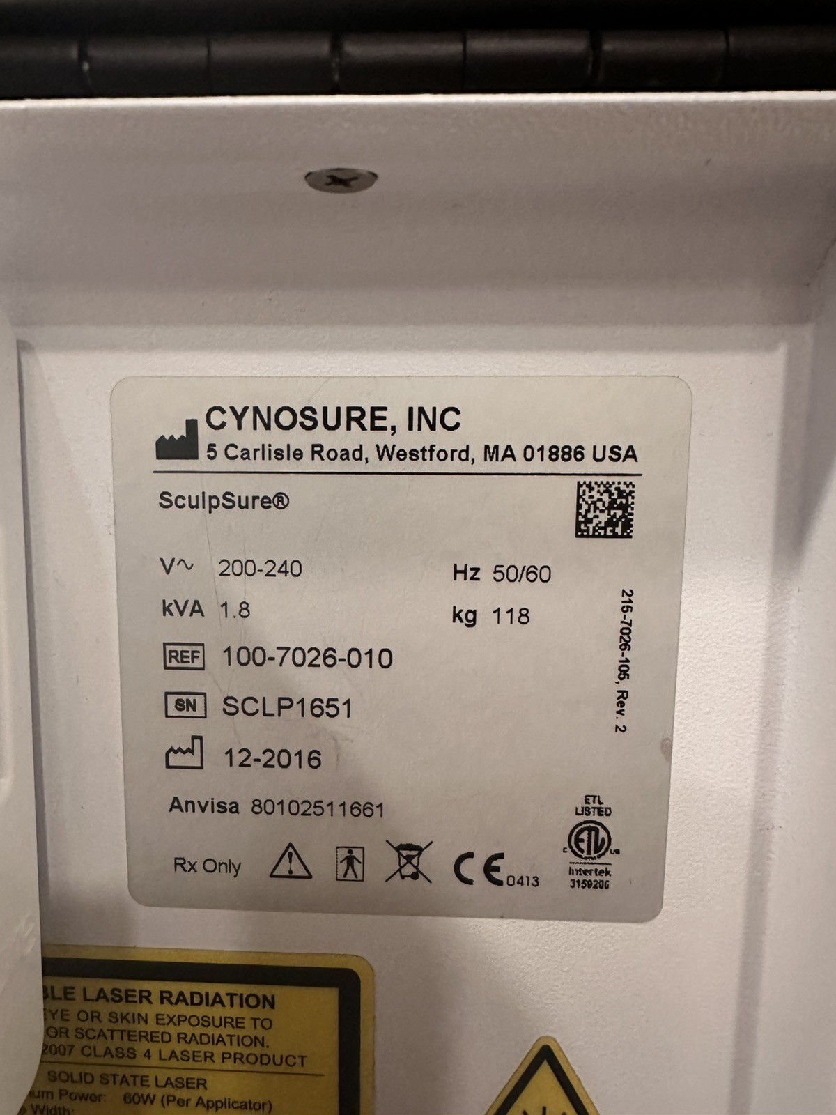 Cynosure Sculpsure Advanced Laser System contouring excellent condition Tested