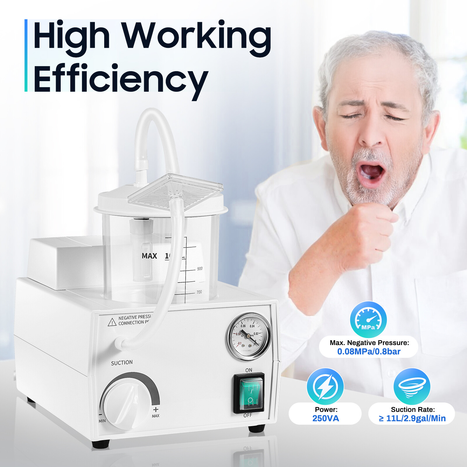 Electric Vacuum Phlegm Quiet Suction Unit Medical Emergency Aspirator Machine