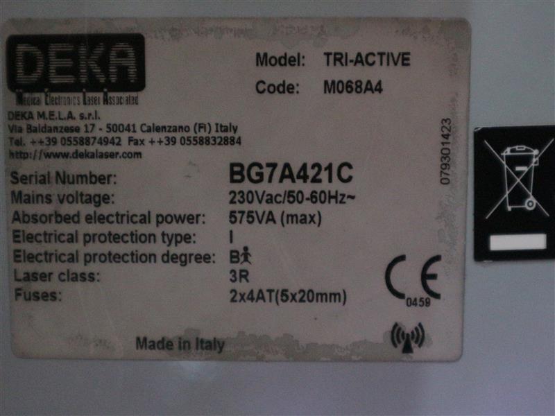 Deka TRI-ACTIVE M068A4 Body Shaping Machine 230/VAC 575VA Made in Italy