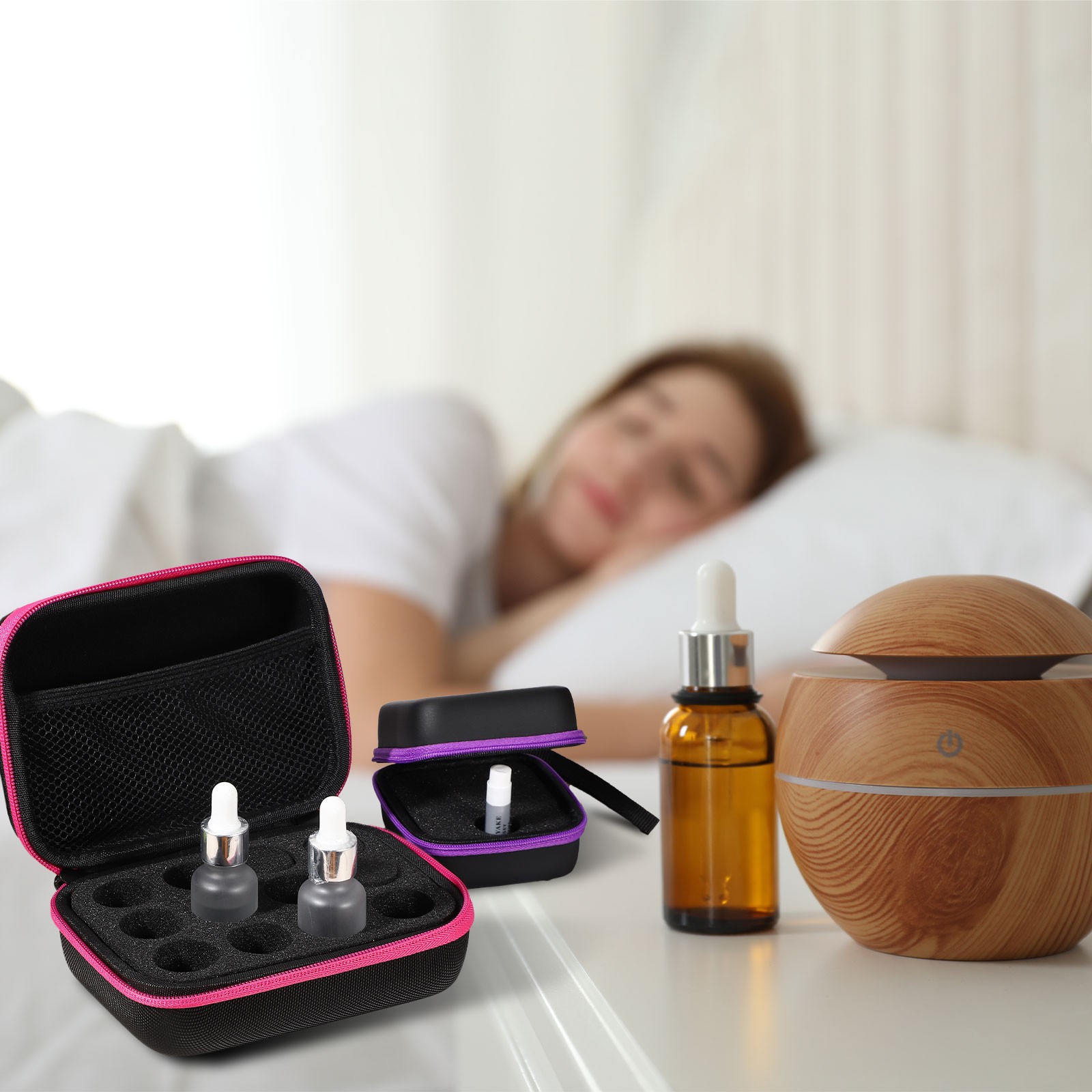 Essential Oil Storage Organizer, 12 Bottles Oil Carrying Case, Purple