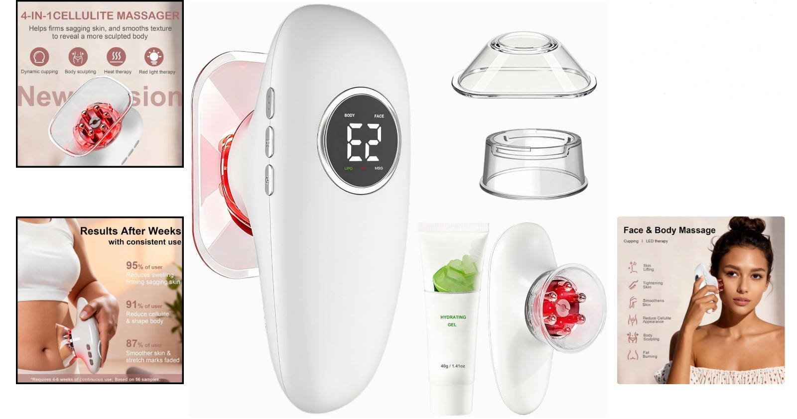 Cordless Cellulite Massage Tool – Adjustable Cupping Therapy for Home & Travel