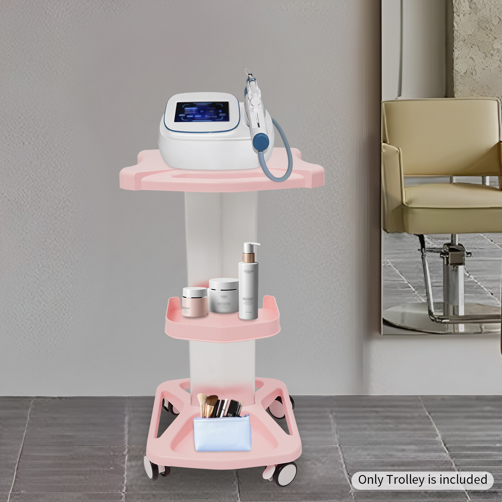 Rolling Beauty Salon Trolley For Salon Pedestal Rolling Cart Wheel Stand 100kg