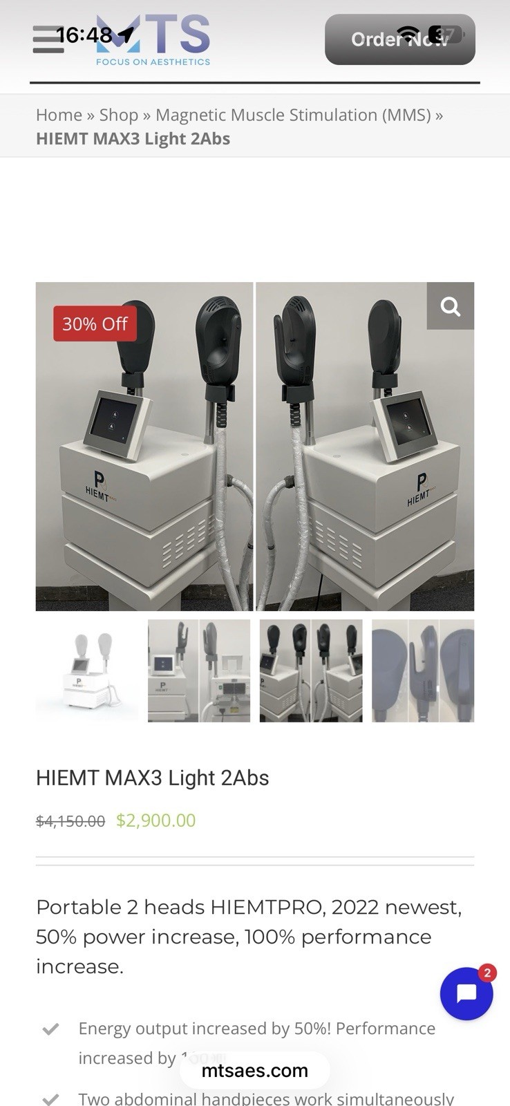 PERGOES HIEMT MAX3 Portable Magnetic Muscle Stimulation Machine Skin Tightening