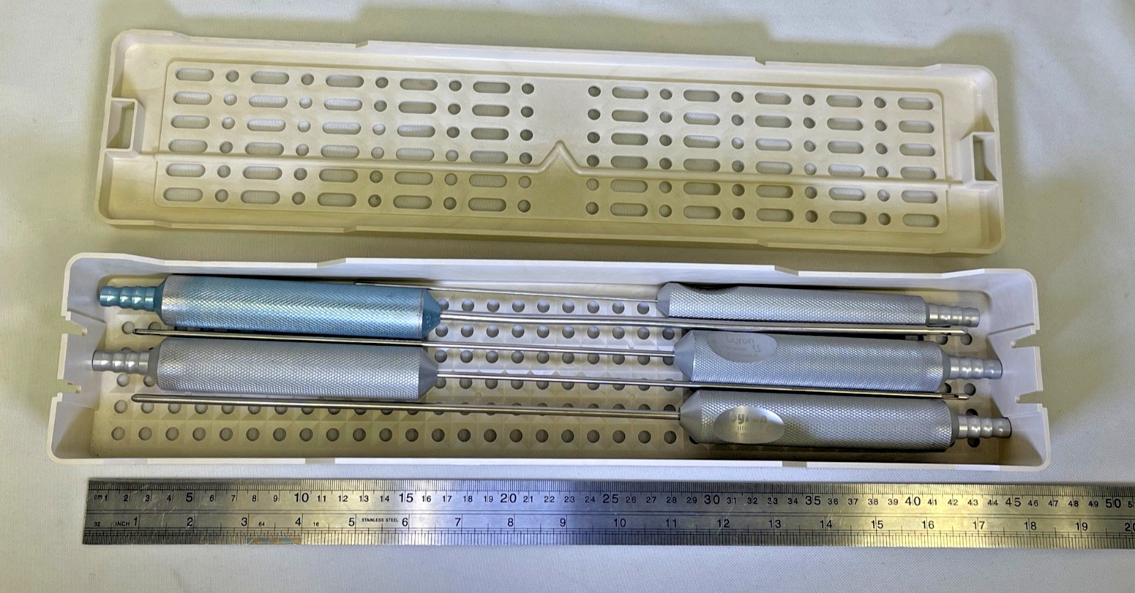 Set of 5 Byron Liposuction Cannulas w/ Sterilization Case Plastic Surgery