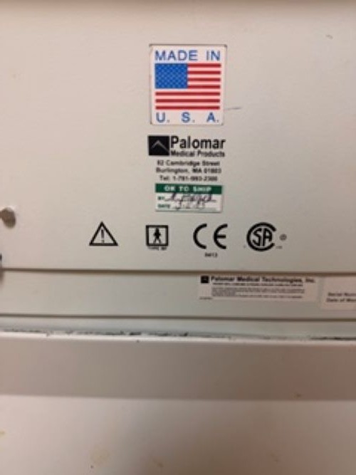 Palomar Medical Products’ Palomar StarLux System AS-IS/FOR PARTS