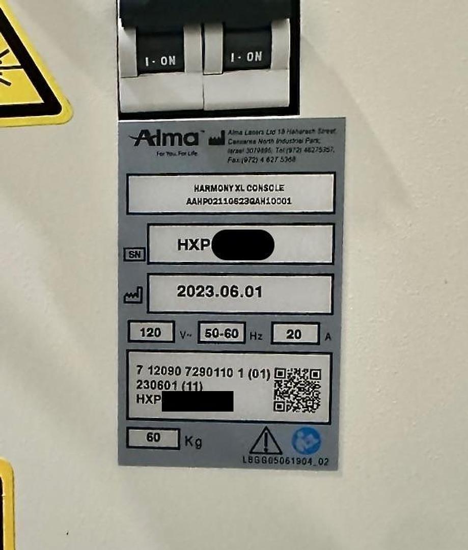 2023 Alma Harmony XL PRO w/ ClearLift, Dye-VL Pro, and SHR Speed AFT- LOW USAGE!